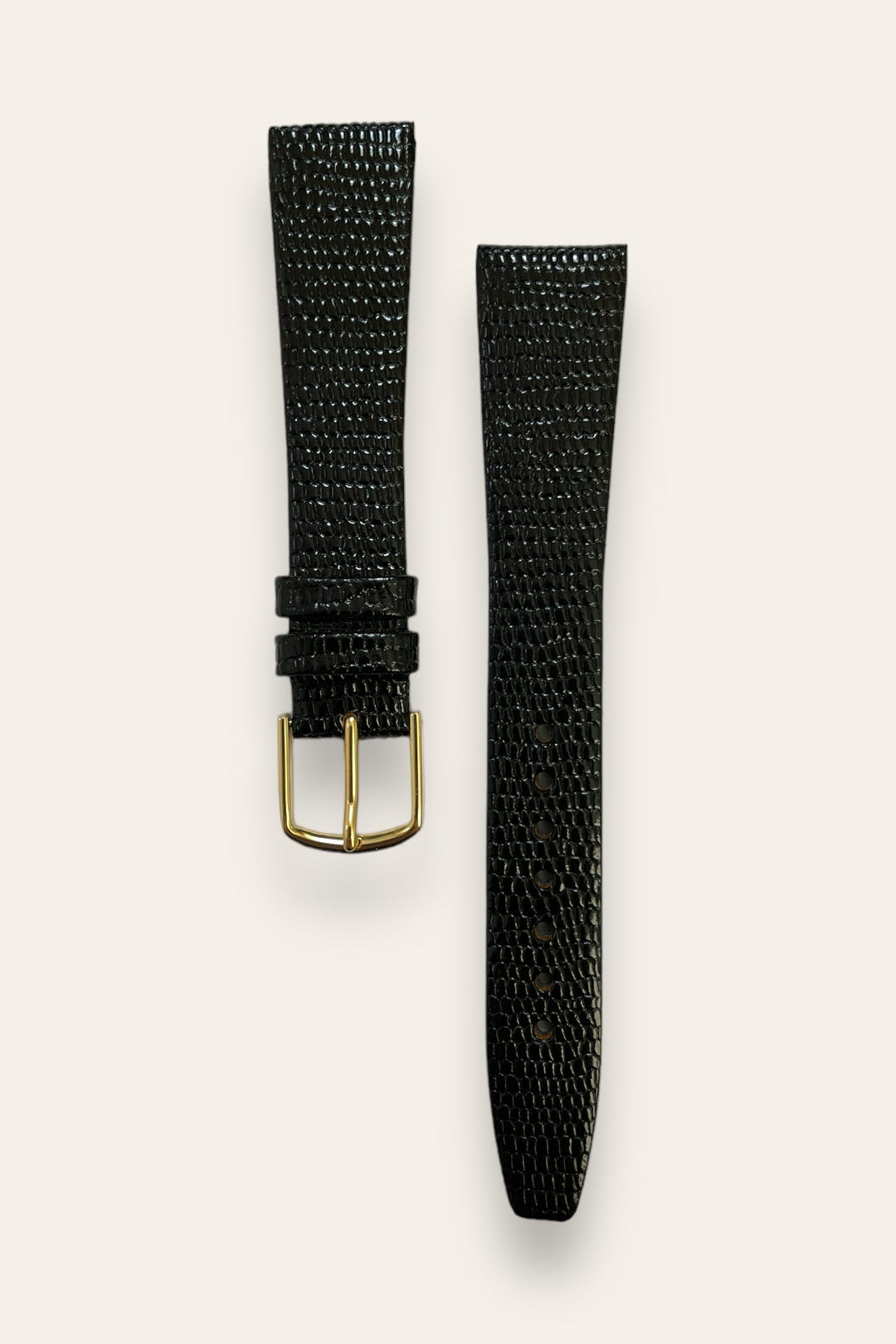 Pulsera de cuero de lagarto negro