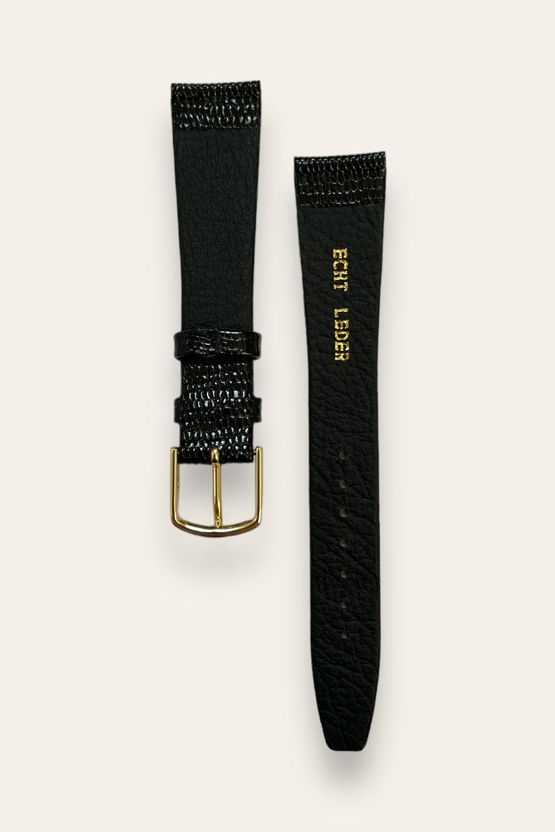 Pulsera de cuero de lagarto negro